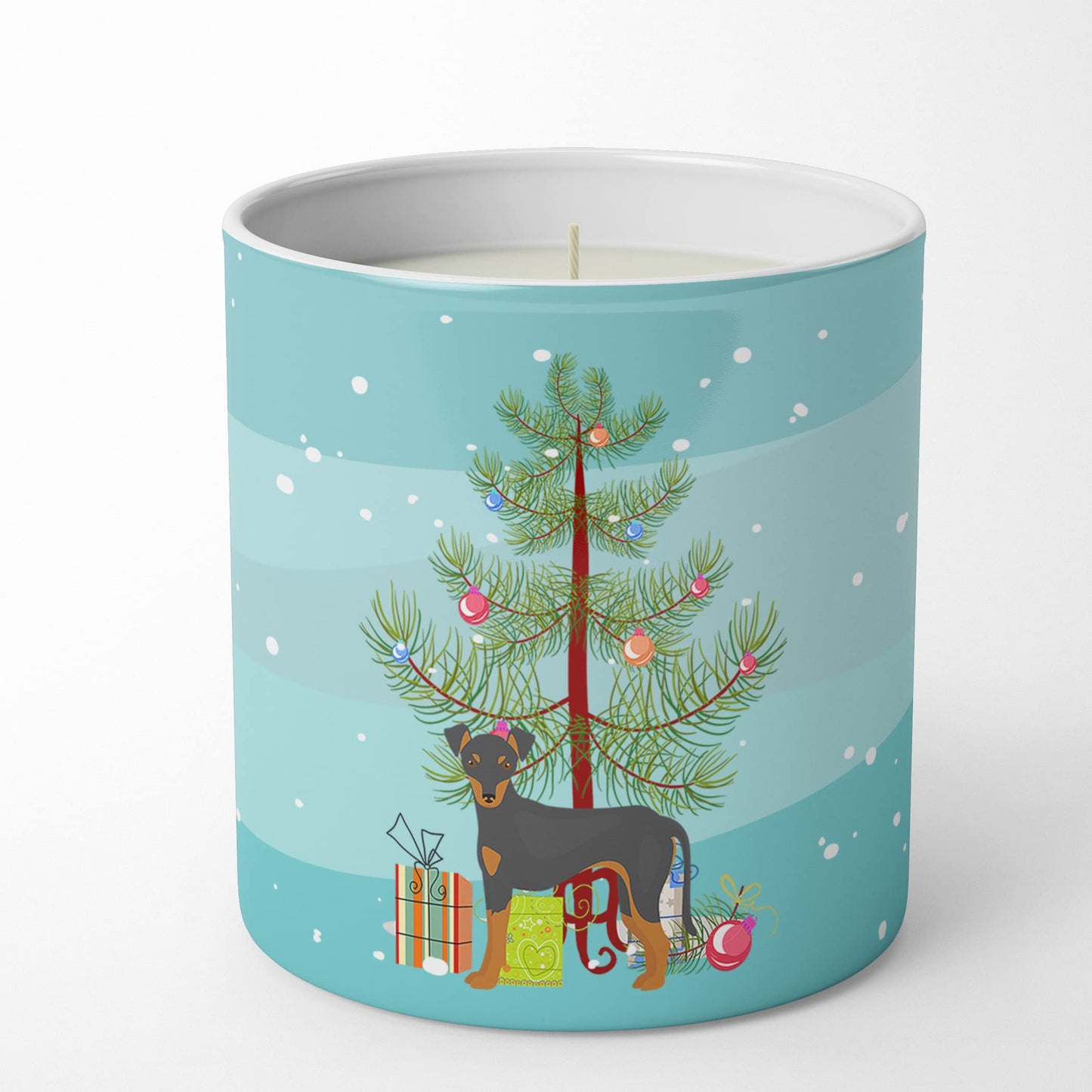 Caroline's Treasures CK3472CDL Manchester Terrier Christmas Tree 10 oz Decorative Soy Candle Nature Soy Wax Essential Oil Home Decor Ideal for Bedroom Kitchen Bath Office Gift, 10 oz