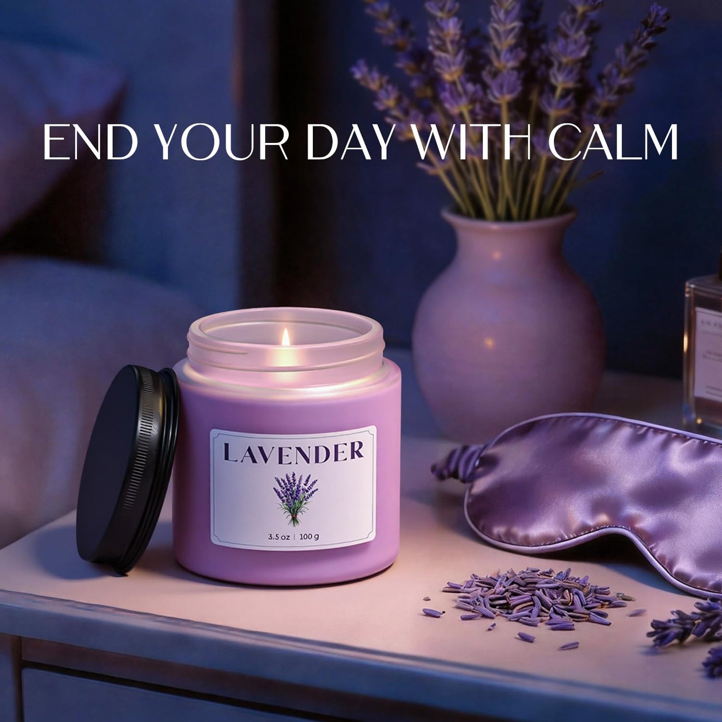 NORVENCE Lavender Candle, Scented Candles Gift Set, Stress Relief Candles for Home, Premium Soy Candle Set, Candles for Women and Men (Purple, 7 oz)