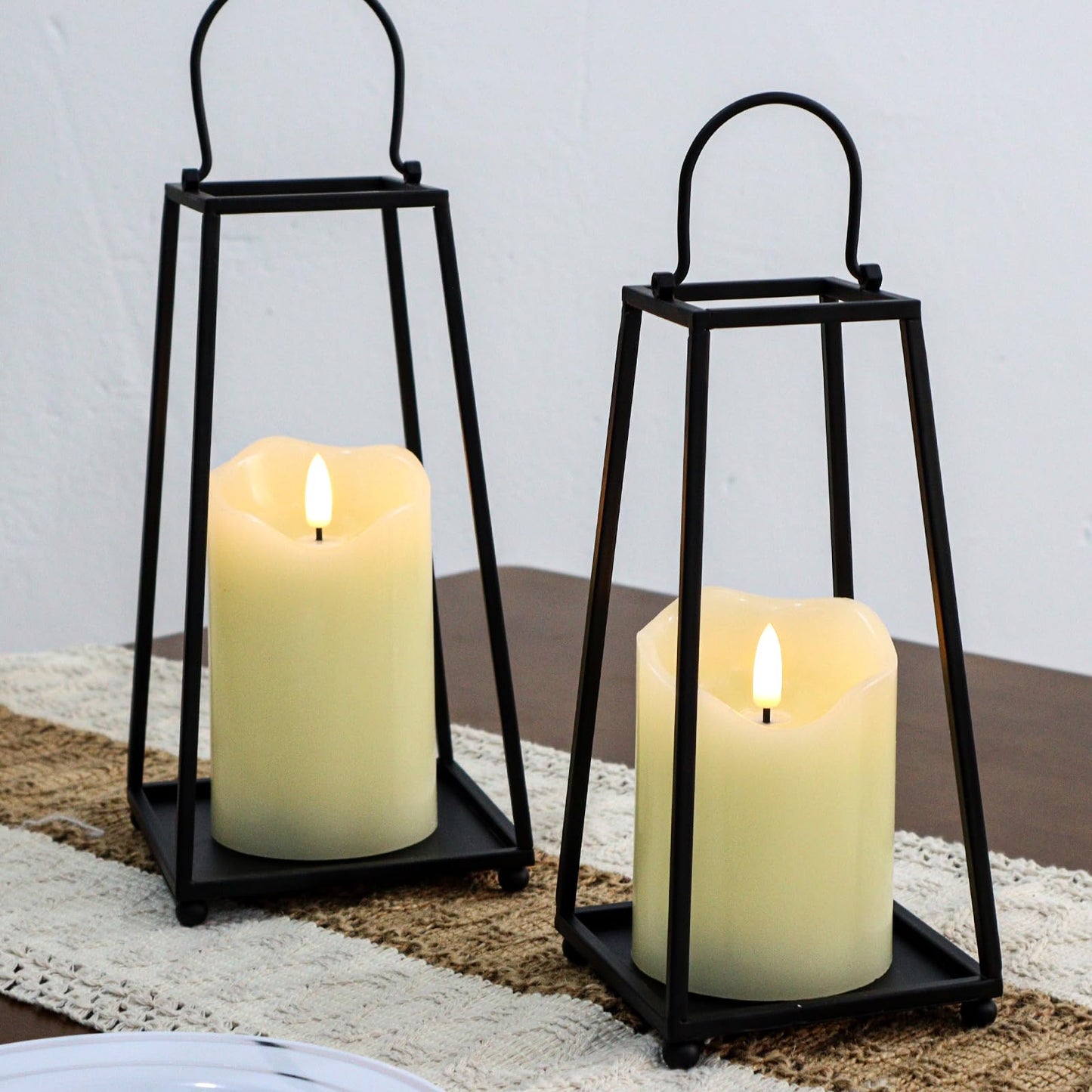 Warmhere Flickering Flameless Candles, Realistic LED Candles Battery Operated with Remote and Timer, Ivory Real Wax Pillar Candle for Christmas Home Wedding Party Decorations, Set of 3