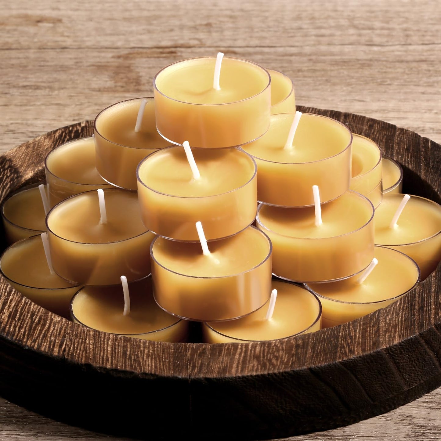PUQITEN 36 Pack Beeswax Tealight Candles | 3.5-4 Hour Extended Burn Time | Natural Beeswax Tealights | Dripless & Smokeless Beeswax Votive Candles | for Home Deco, Fragrance,Meditation.(36 Pack)