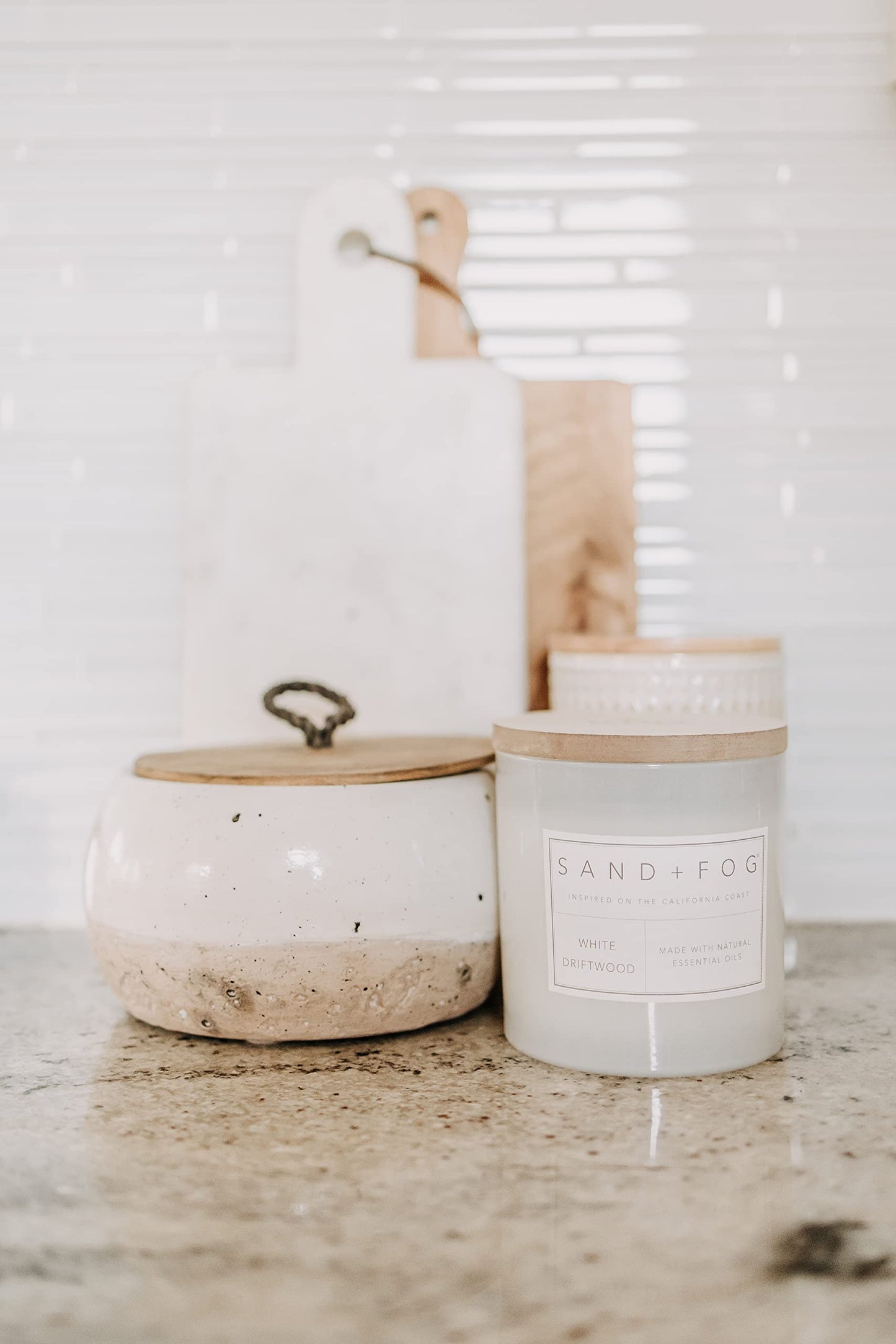 Sand + Fog Scented Candles - Vanilla Sandalwood - Additional Scents and Sizes - 3 Wicks 100% Cotton Lead-Free - Luxury Air Freshening Jar Candles - Perfect Home Decor - 21 oz