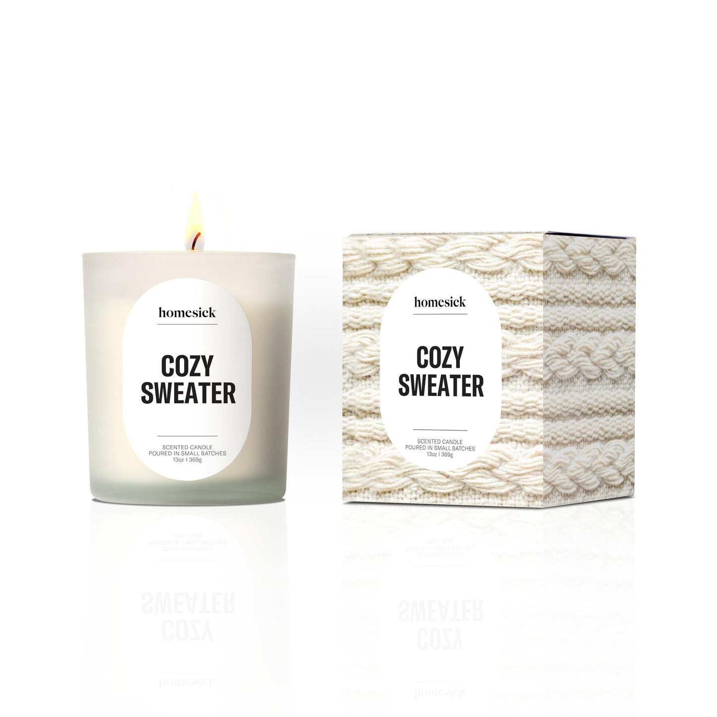 Homesick Cozy Sweater Candle – 13.75 oz Jar with Soy Wax Blend, Organic Cotton Wick, 60-80 Hour Burn – Warm Fall Fragrance, Reusable Glass Jar, Engagement Gifts for Couples, Wedding Gift