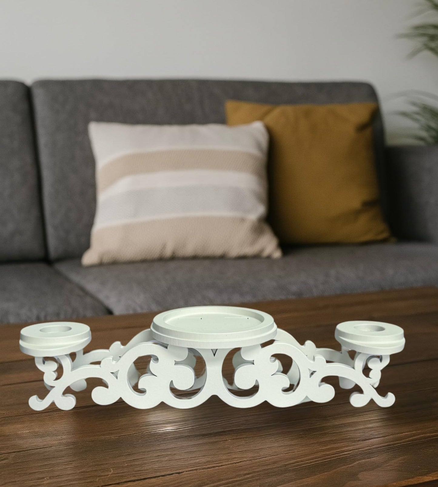 Magik Life Wooden Unity Candle Holder – Solid One-Piece Triple Candle Stand – Handcrafted from Natural Wood – Painted in Safe Premium White Finish – Fits 2 Taper (0.80”) & 1 Pillar Candle (3”)
