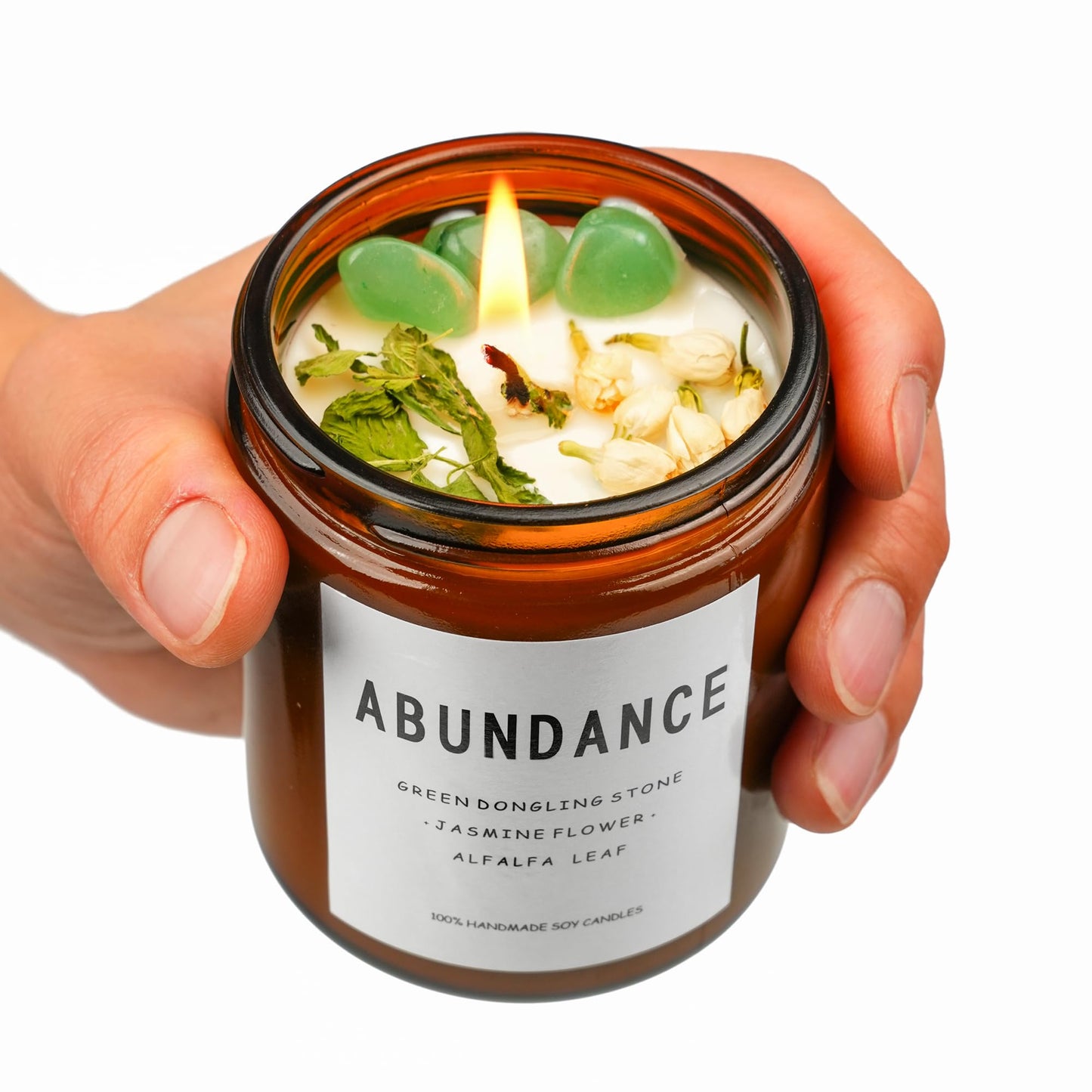 Natural Crystal Candle,Abundance, Crystal Ritual, Spiritual, Money Prosperity, Candle Spell.(Abundance)