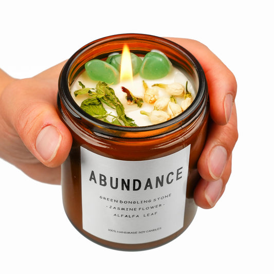 Natural Crystal Candle,Abundance, Crystal Ritual, Spiritual, Money Prosperity, Candle Spell.(Abundance)