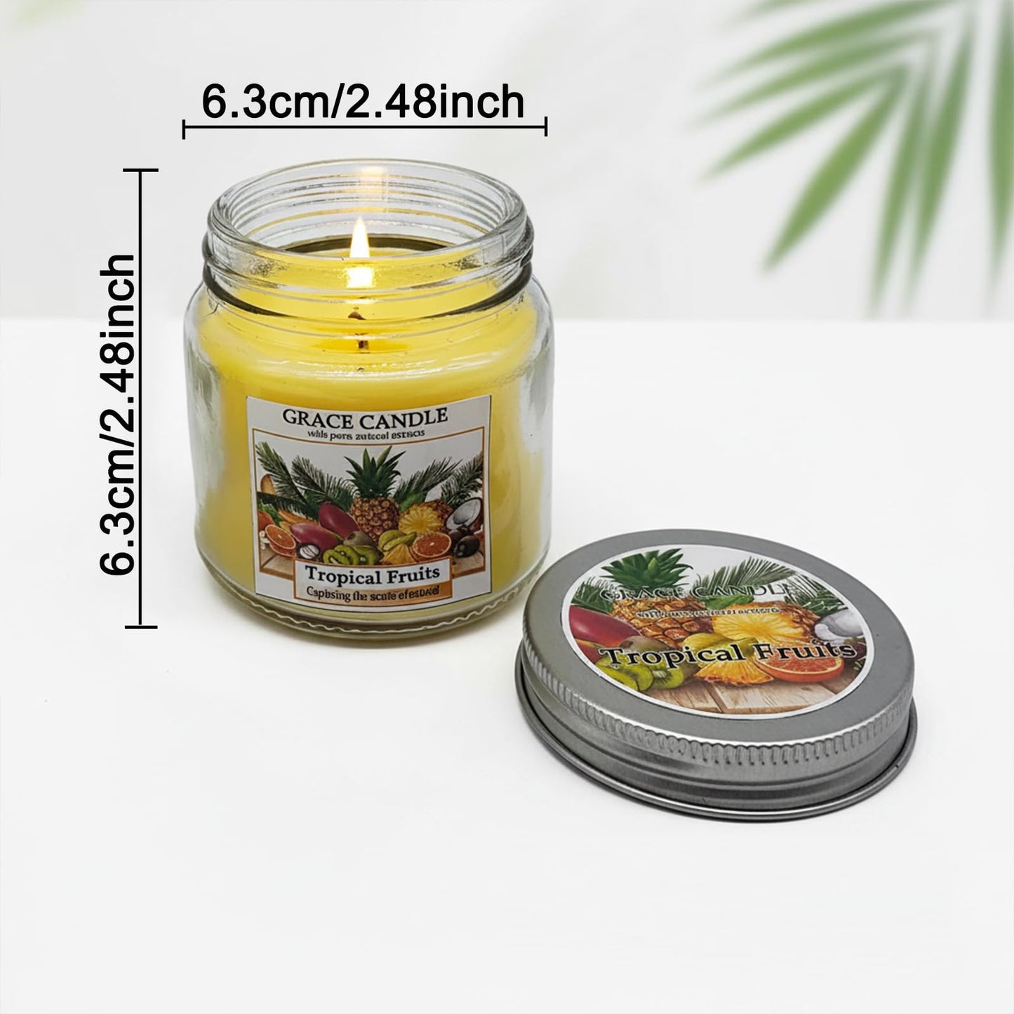 Covtlykne 4oz Scented Candles, 2.48 Inches Scented Soy Candle 18 Hours Burn Time for Home Decor (Tropical Fruit)