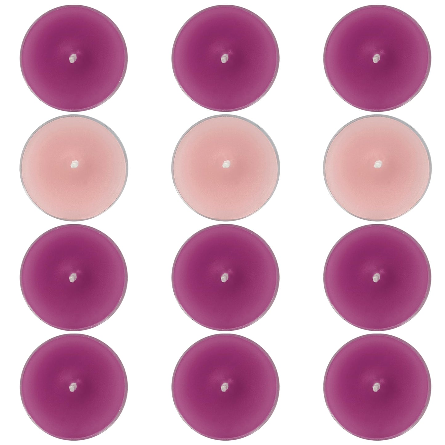 Scented Tealight Candles - 9 Deep Purple 3 Light Pink Tea Lignt Candles for Christmas Advent Holiday Mantel Decor Bath Relaxation, Perfect for Home Use and Gifting