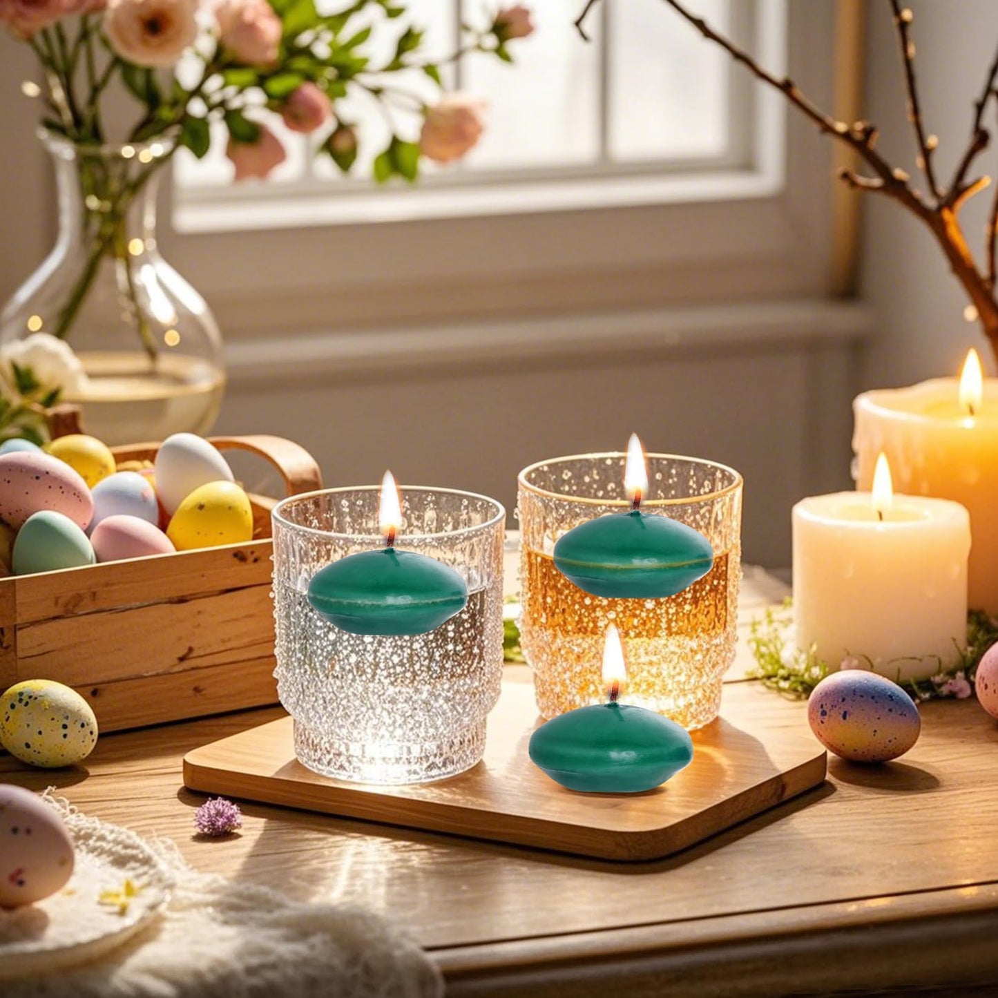 20 Pcs Floating Candles Centerpieces, 1.5 Inch Unscented Floating Candles Small Decoration for Valentine's Day, Thanksgiving, Wedding and Home Decor