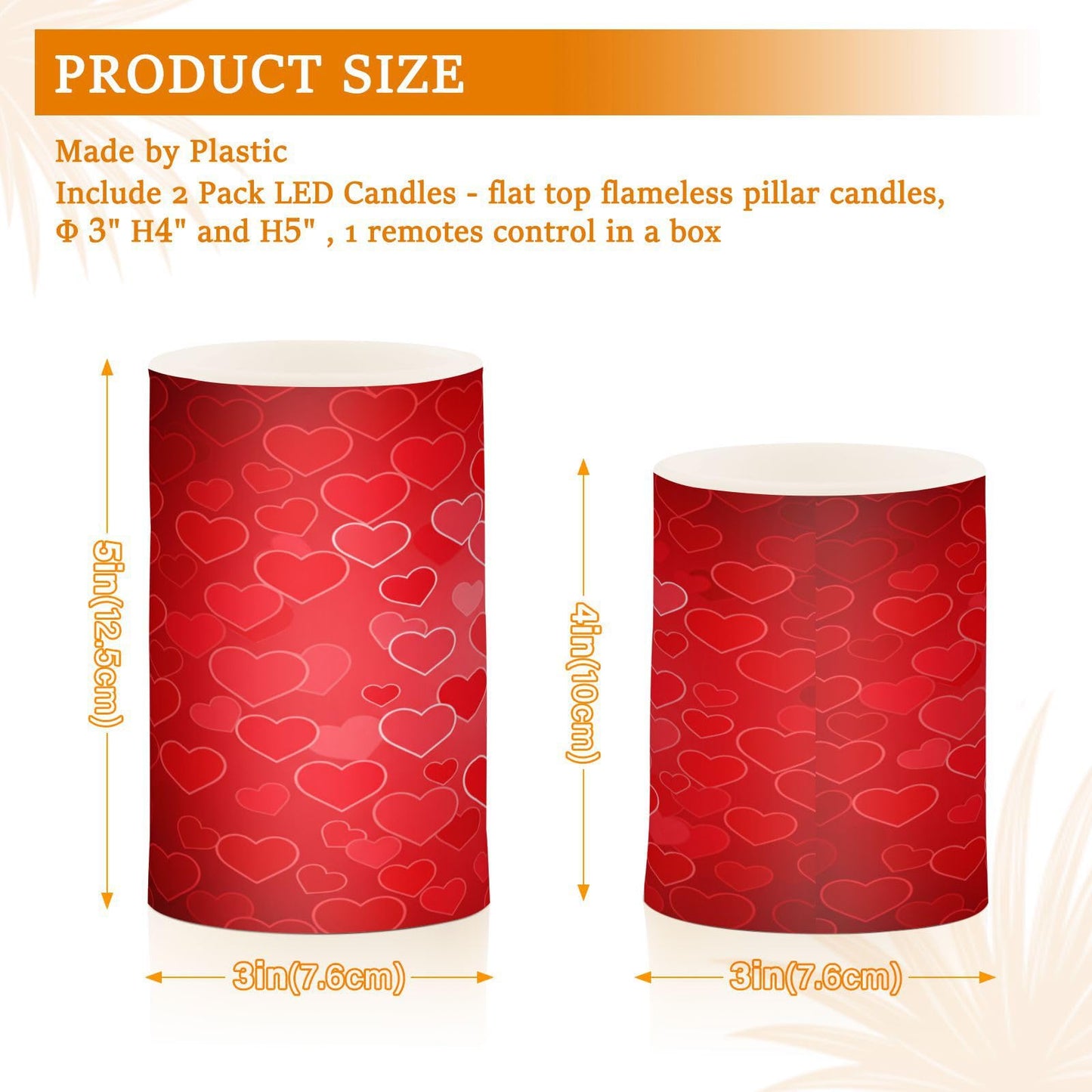 ALAZA Hearts Red Flickering Flameless Candles Battery Operated with Remote Timer,Tea Light Candles LED Pillar Votive Candles Set of 2 for Outdoor Indoor Decorations