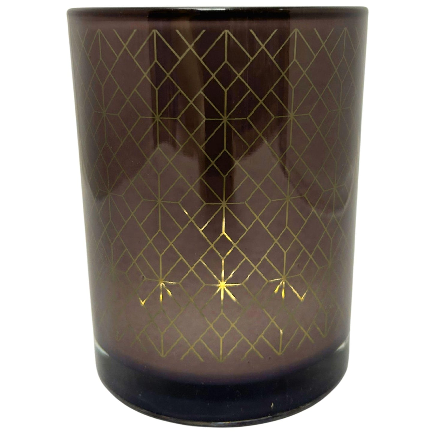 Biedermann & Sons Geometric Glass Candle Holders (Set of 4), Silver Gray with Gold Interior, 4 Inch Diameter x 5 Inch Tall, Pillar Candle Holder Decor for Tables and Shelves