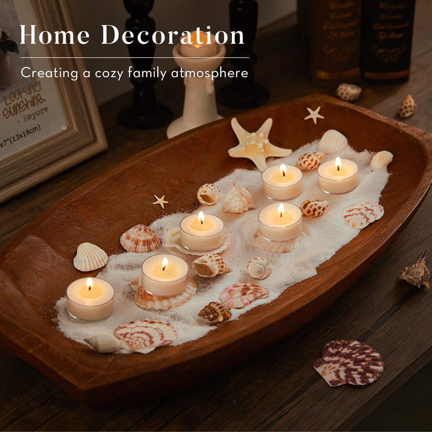 Hypmis Unscented Soy Tea Lights Candles 50 Pack Bulk, 4 Hours Long Burning White Tea Lights,Non-Paraffin, Smokeless, Mini Tealight Votive Candles for Wedding, Table Centerpiece, Christmas Lights