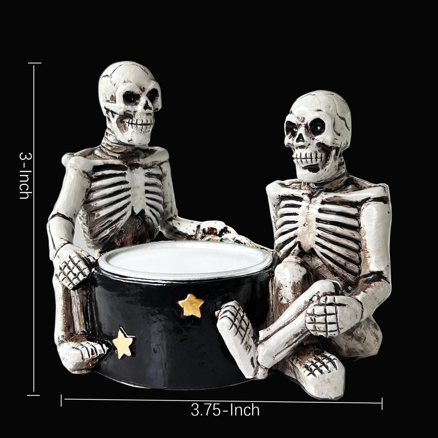 Halloween Skull Tealight Holder Skeleton Skull Gothic Decor Candle Holder Resin Ghost Decor Votive Tea Light Holder for Table Centerpiece Fireplace Party Decorations