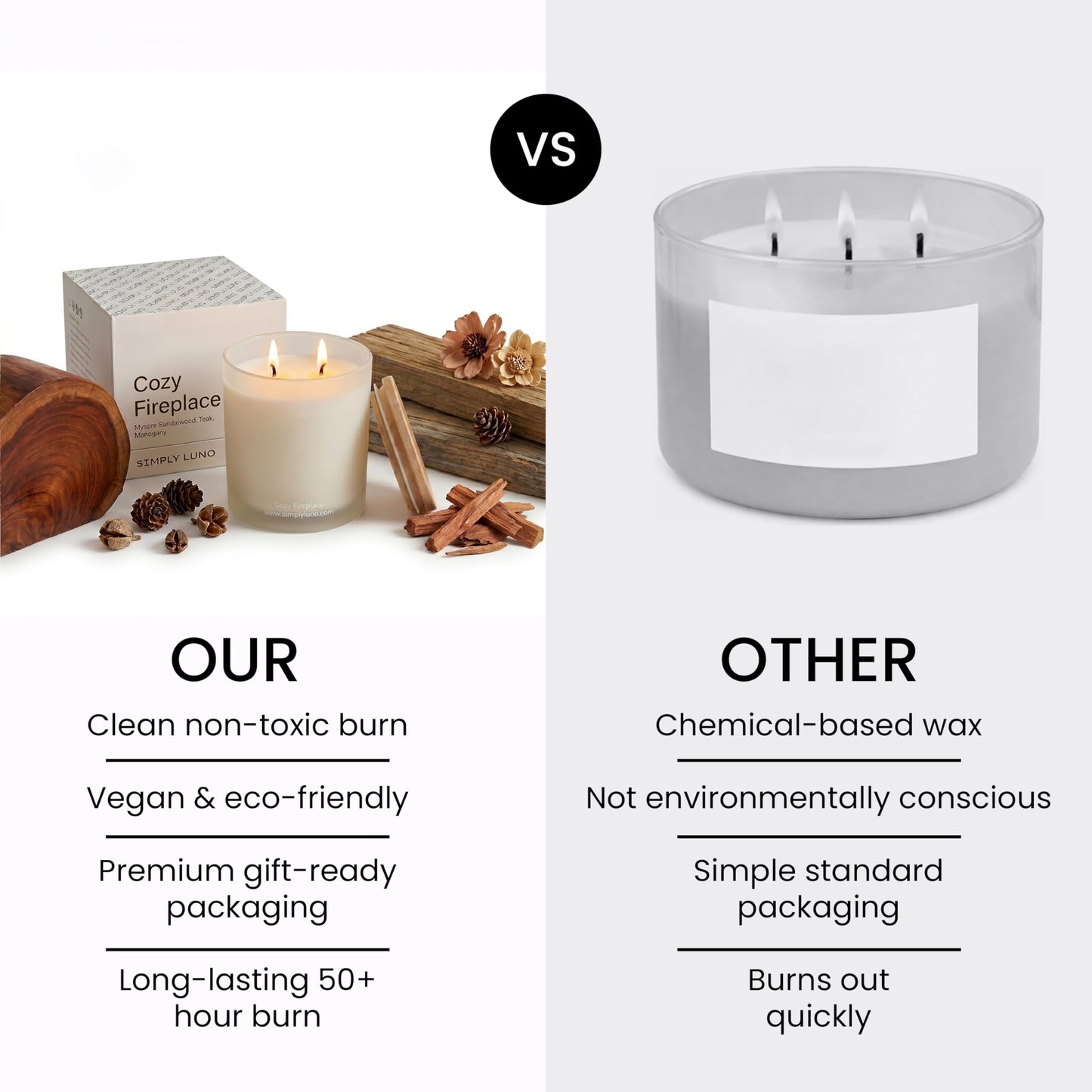 Cozy Fireplace | Tobacco & Wood Scented Candle | 14oz Soy Wax Large Candle | 50+ Hour Long Lasting Candle | Fall and Winter Home Scent| Luxury Jar Candle | Luxury Gift Box for Men