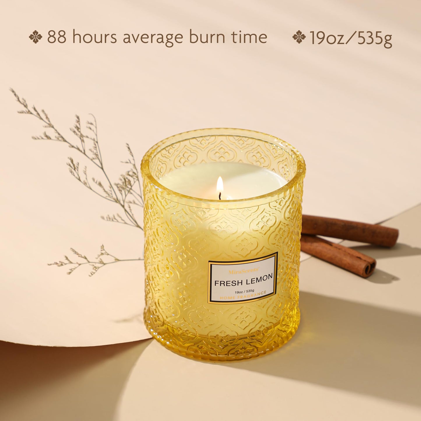 Lemon Scented Candles, 19oz Aromatherapy Candles Gifts for Women, Yellow Luxury Large Decorative Candles in Glass, Natural Soy Wax for Home