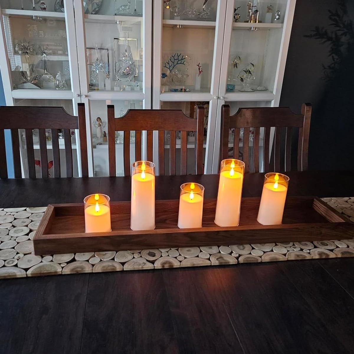 NICEME Flickering Flameless Candles with Remote Timer Unbreakable Acrylic Battery Operated LED Candles with Flickering Flame 3D Wick for Romantic Ambience Home Decor Set of 5, D3” xH4” 4” 5” 5” 6”
