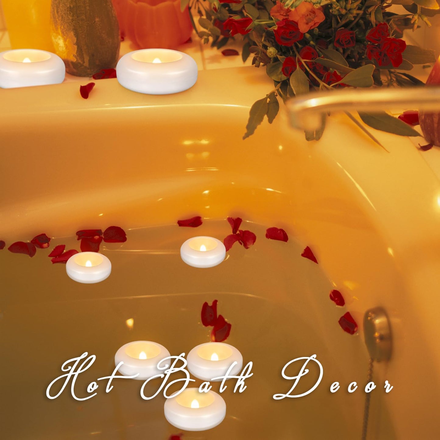 CAKETYCG Set of 48 Waterproof Flameless Floating Tealights, 120+ Hour Warm White Battery Flickering LED Tea Lights Candles - Wedding, Party, Centerpiece, Pool & SPA...