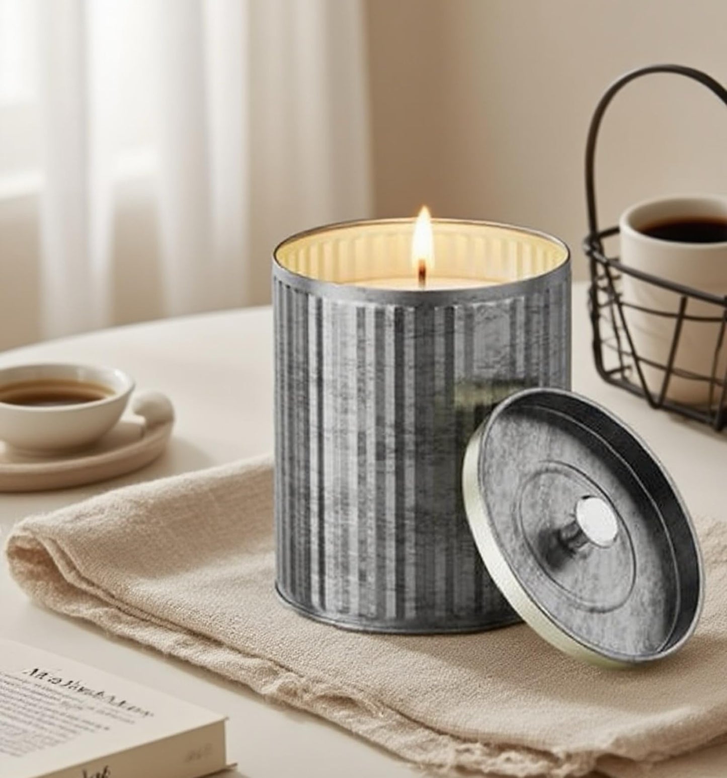 Phinicco 8 pcs 12 oz Empty Candle Tins for Candle Making Vintage Style Candle Jars with Lid