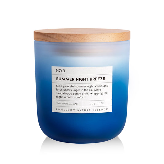 LUMELOOM Summer Night Breeze Scented Candle, 11oz Aromatherapy Soy Wax Candles for Home Scented, Fruits, Flower, Wood Scent, Long Burning Time, Gifts for Women, Men, Friend, Relaxation & Stress Relief
