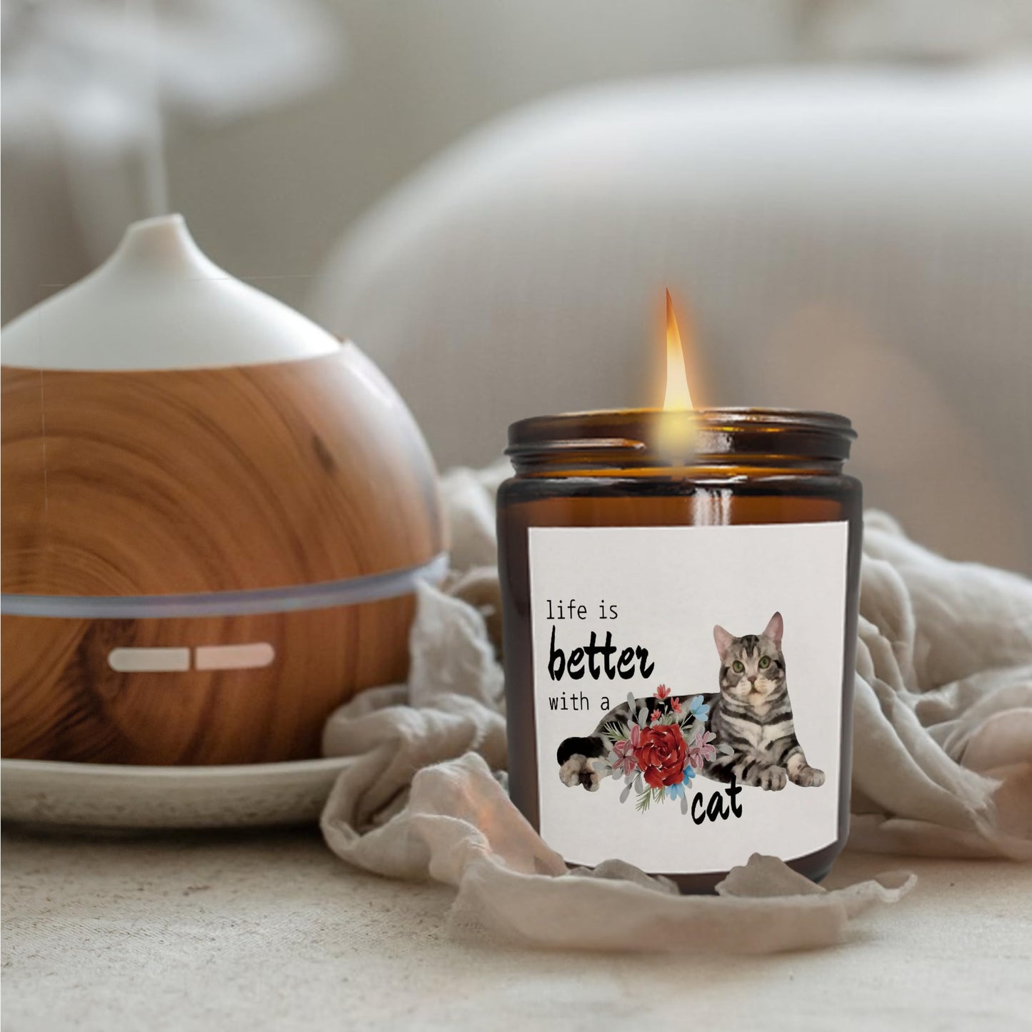Mancheng-zi Cat Candle - Scented Candles for Cat Lovers, Women, Moms, and Owners - Life is Better With a Cat