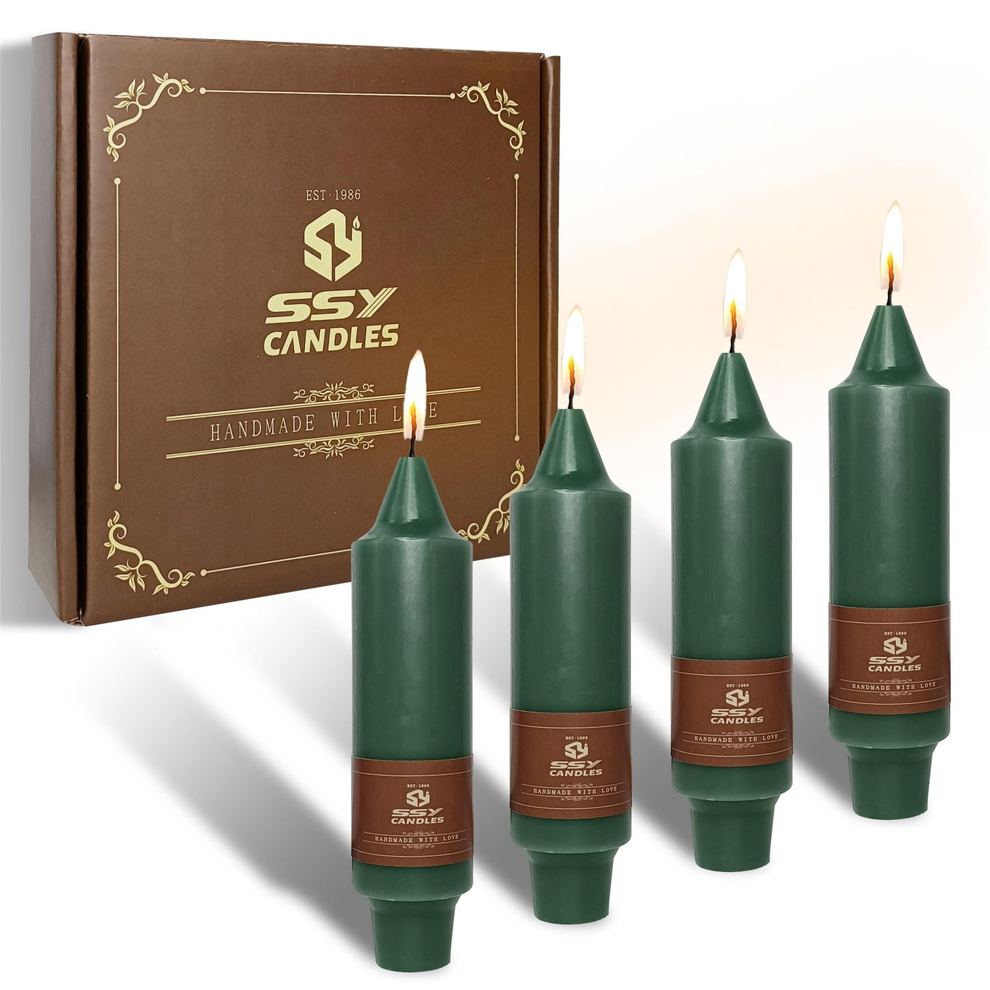 Gedengni Candlesticks Short Taper Candle,4pcs Dark Green Candle Sticks 5 Inch Unscented Tapered Candle for Home Décor Weddings Holiday Women Gifts,7D4PC-DARKGREEN