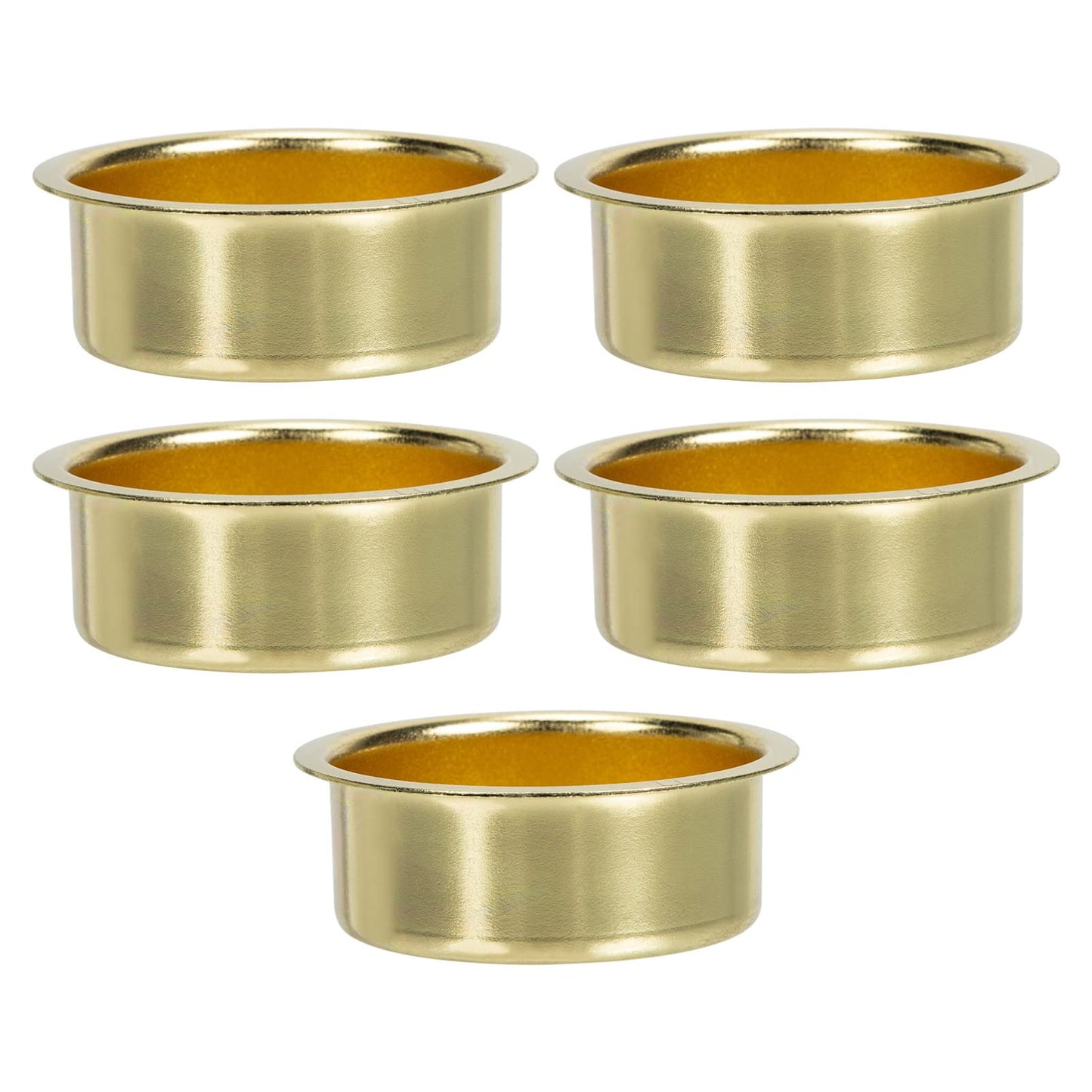 Uonlytech Wedding Table Decor 5pcs Tea Light Tins Cups, Golden Metal Tea Light Candle Holder Empty Scented Candle Cup DIY Candle Holders for Party Wedding Table Decoration Tapered Candlestick Holders