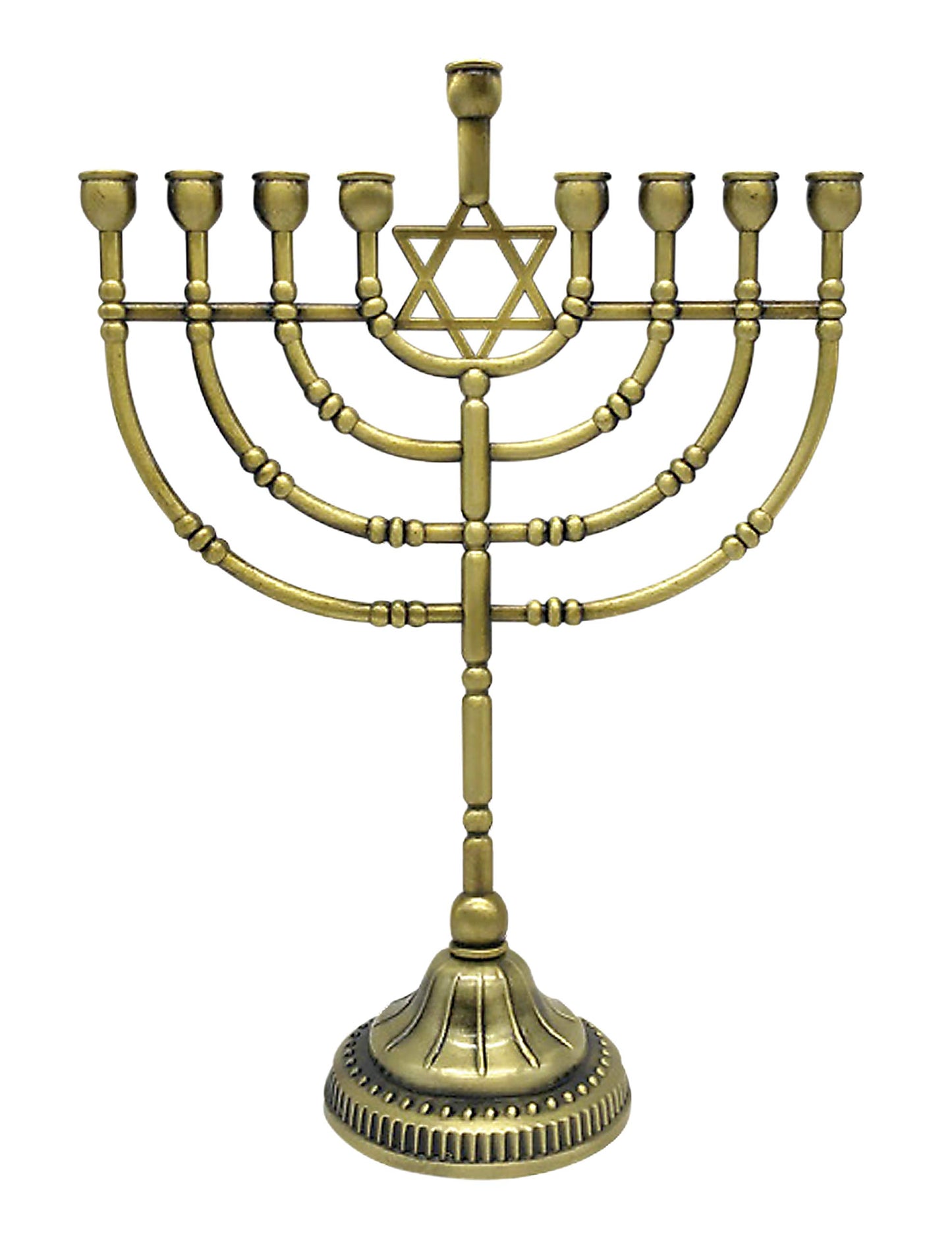 Ner Mitzvah Traditional Bronze Candle Menorah - Chanukah Candles - 9" High