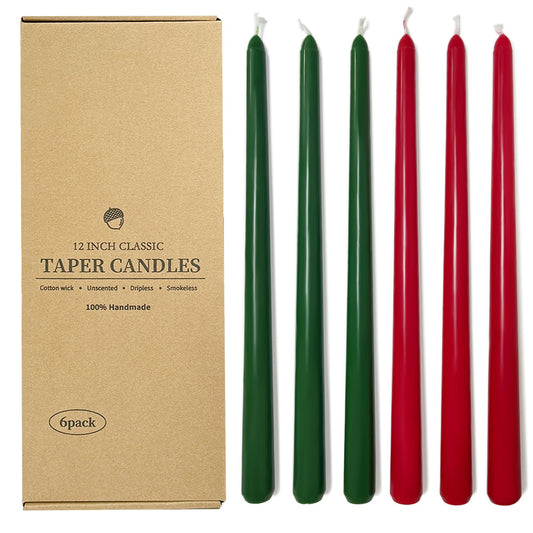 Christmas Taper Candles Unscented Tapered Candlesticks Red Candle Sticks for Table Centerpiece Kitchen Home Porch Patio Decor