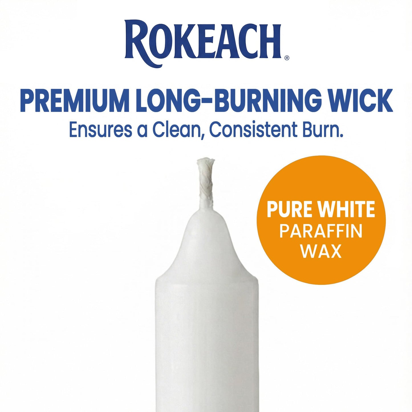 Rokeach Standard Shabbat Candles, 72 Count | White Paraffin Wax Sabbath Candles | 3-Hour Burn Time