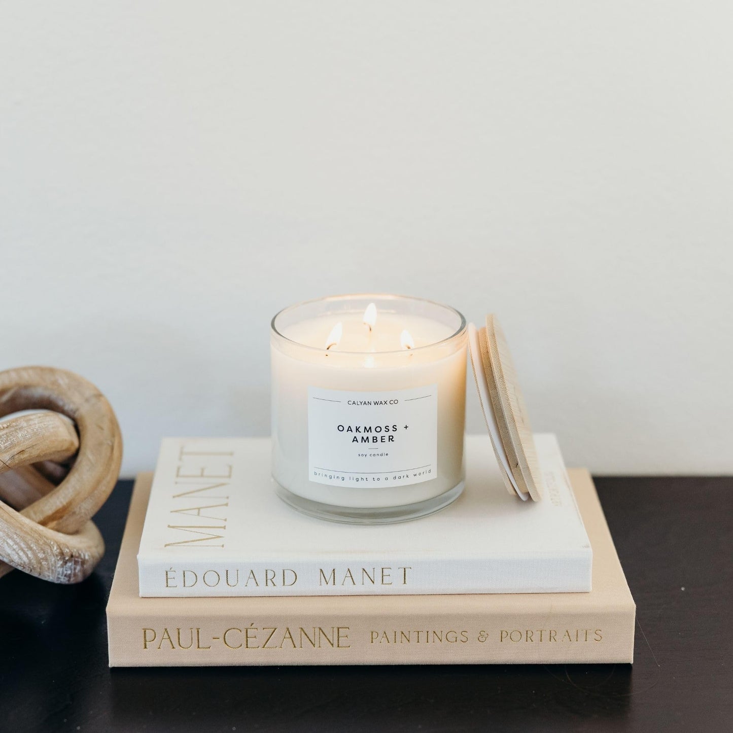 Calyan Wax Co. Oakmoss & Amber 3 Wick Scented Candle - 43 Hour Burn - Luxury 3 Wick Soy Candles - Clean Soy Wax Candles - Long Lasting Large Glass Jar Candle for Home - 14.9oz