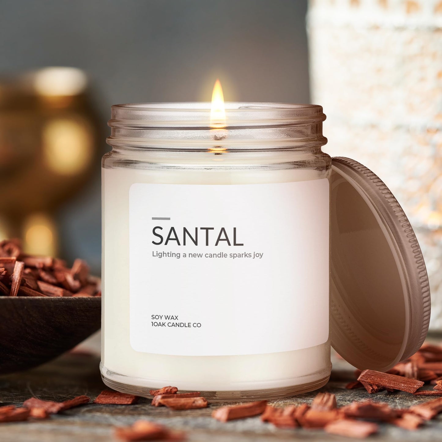 1OAK Santal Candle (Santal) - Soy Wax Scented Candle - Candles for Home Scented - Long Burning Candles Premium - Hand-Poured (7oz.)