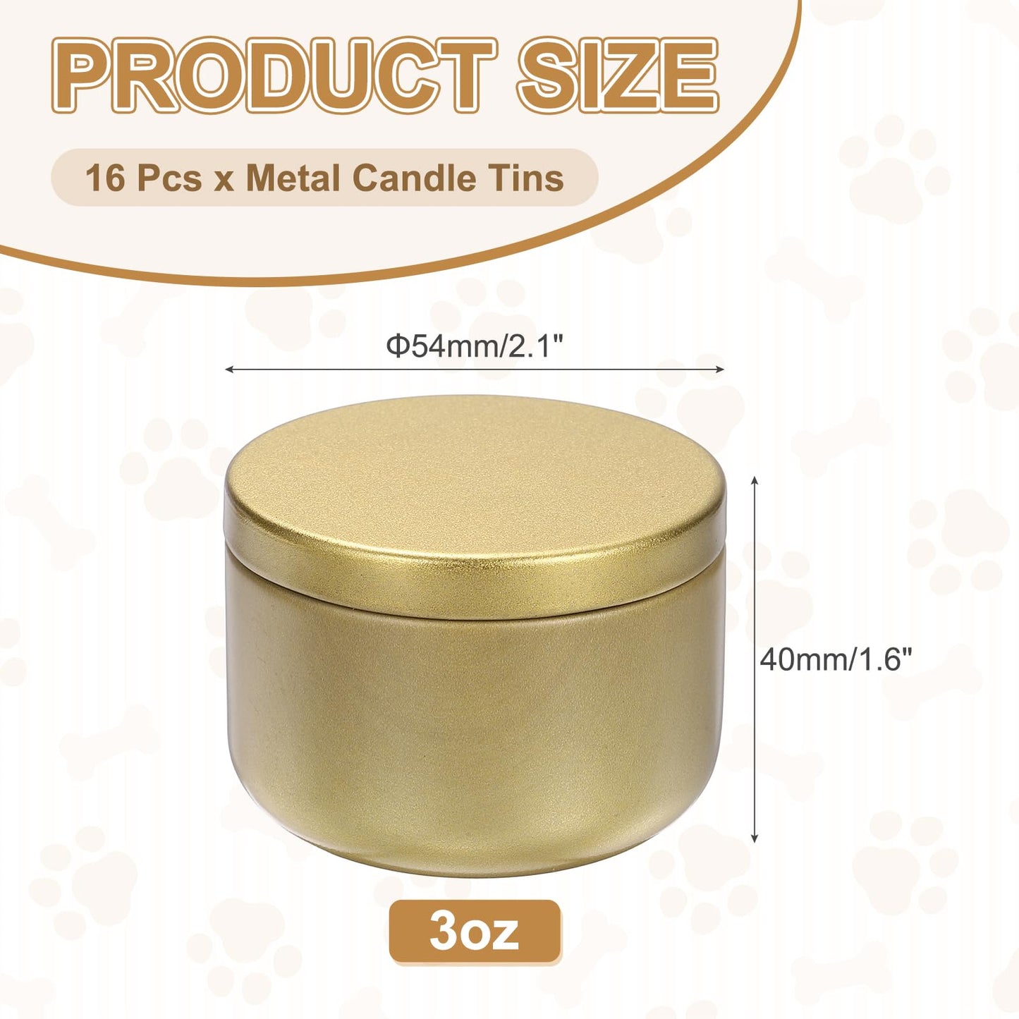 MECCANIXITY 3oz Candle Tins, 16pcs Metal Candle Tins Jars with Lids Round Empty Tin Can Containers Bulk for Storage Tea and Making DIY Arts Crafts Christmas Gifts, Gold Tone