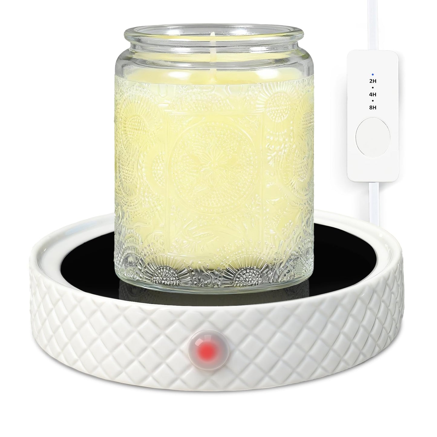 Candle Warmer Plate,with Timer Auto Shut Off Ceramic Electric Large Candle Wax Melt Warmer for Jar Candles, Mug Warmer for Coffee Cup Beverage Milk Tea for Home Office(White)