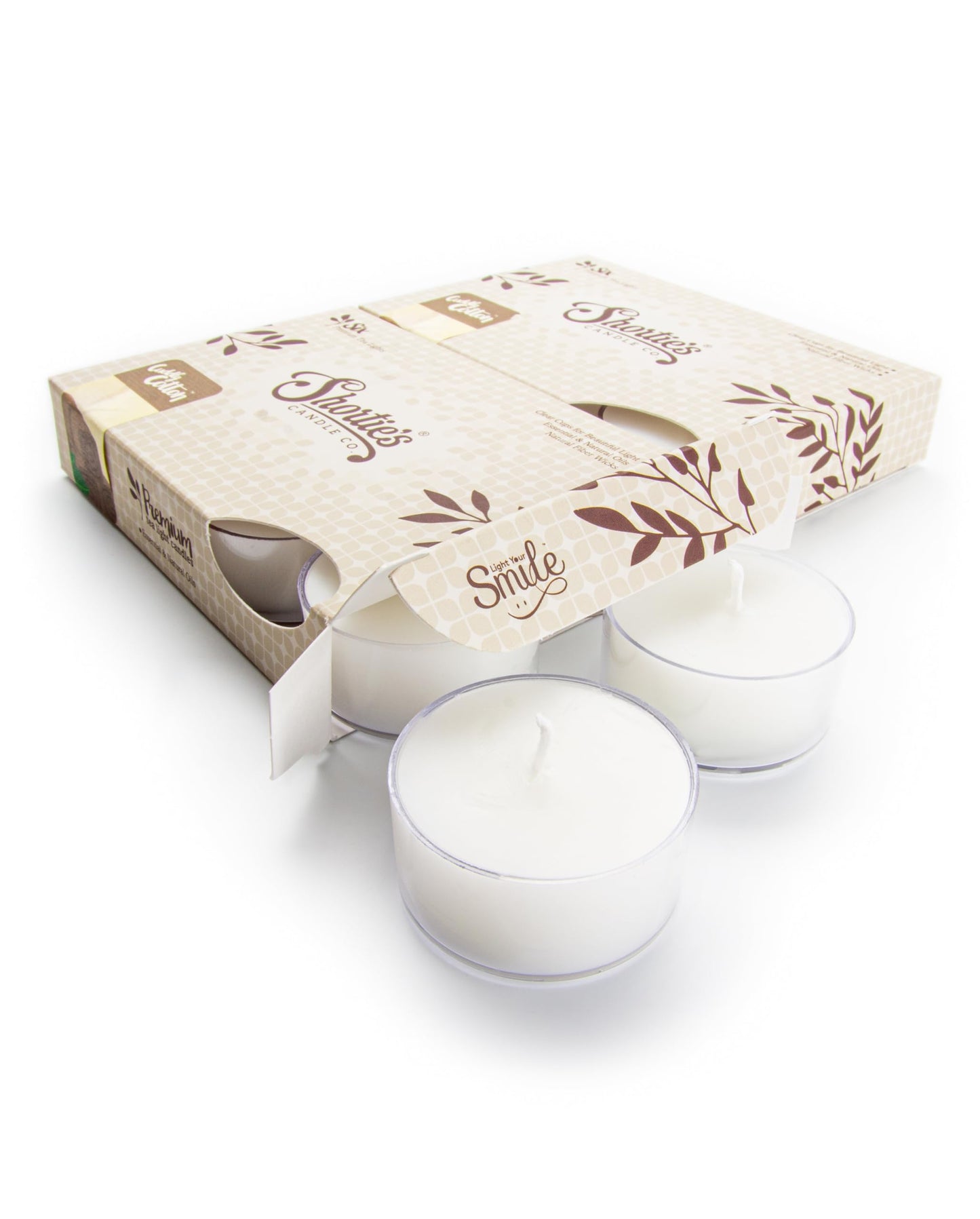 Cuddly Cotton Premium Tealight Candles Multi Pack - Highly Scented with Essential & Natural Oils - 12 White Tea Lights - Beautiful Candlelight - Made in the USA - Fresh & Clean Collection