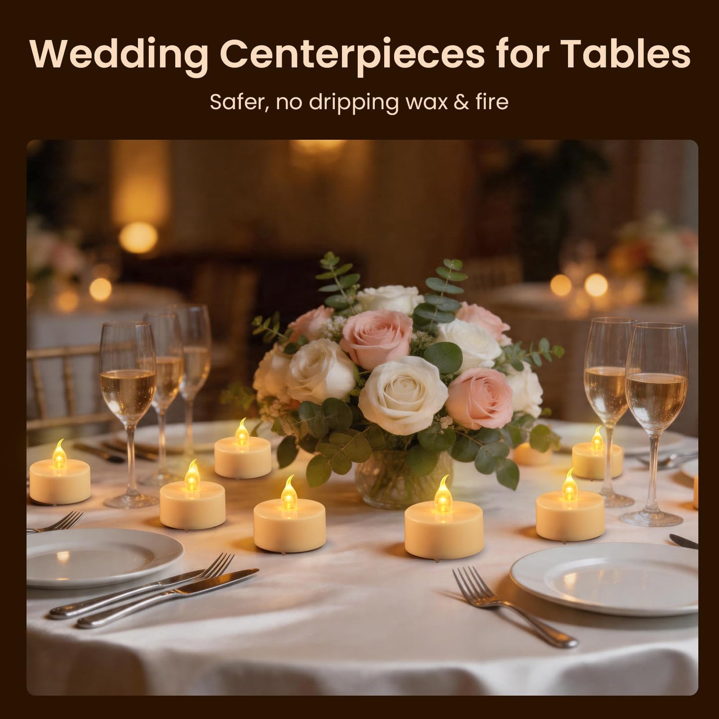 JOSU 24PCS Flameless Tea Lights Candles with Remote Timer, Led Battery Operated Electric Votive Candle for Wedding Centerpiece Table Decorations, Flickering Tealight Candles for Home Party Decor