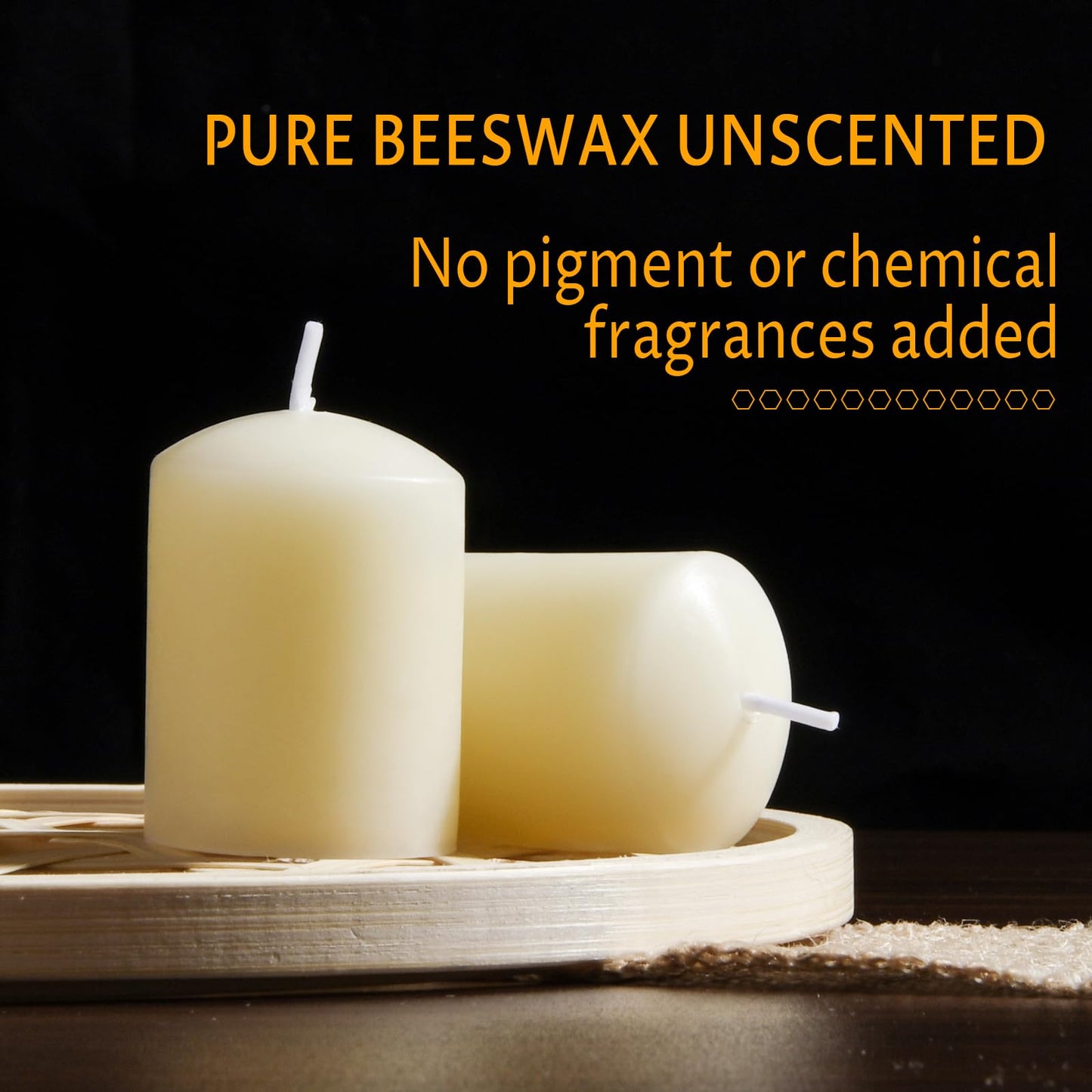 TELOSMA Pure Beeswax Candles Unscented - Natural Votive Candles Smokeless - Drippless Mini Beeswax Pillar Candle for Home, Restaurants, Parties Decorations -Pack of 24, Off White