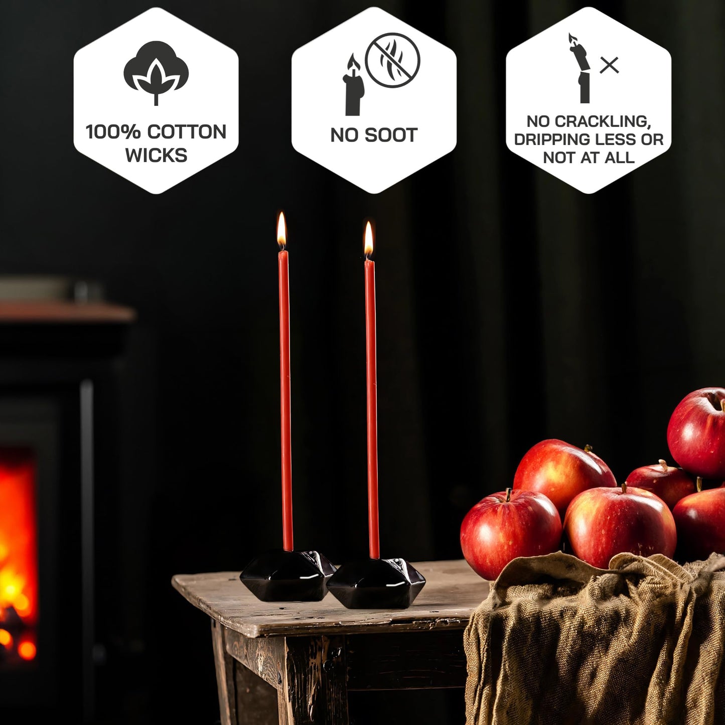 Danilovo Thin Taper Beeswax Candles - No-Drip, Smoke-Less, Tall, Decorative, Honey Scented Candles Ideal for Church Prayer, Rituals, Decor or Birthday – 7.3”x0.24” (Red, 100pcs)