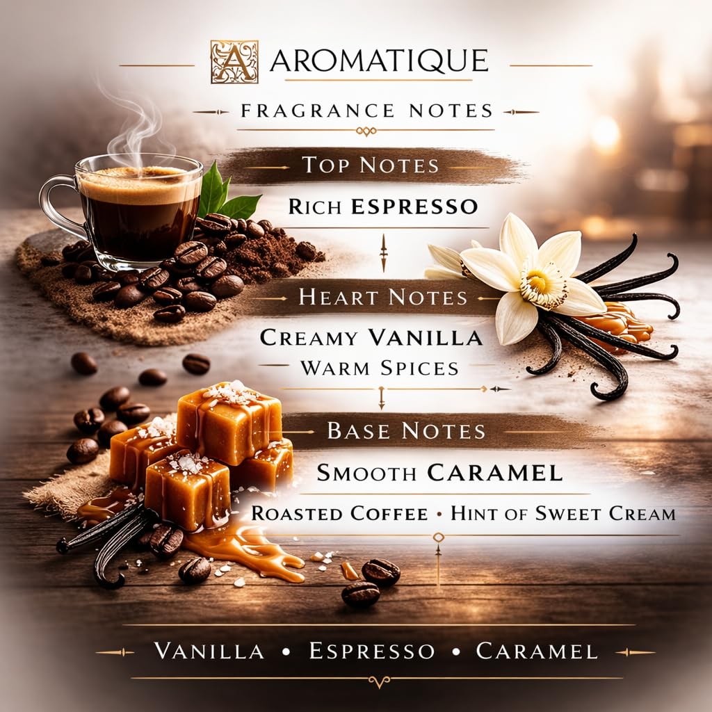 Aromatique, Smell of Espresso, Textured, Elegant Candle with Metal Lid, Home Fragrance for Relaxing Atmosphere, 6 oz, Mother's Day Gifts, Bridal Showers, Anniversaries, Holiday Gifts.