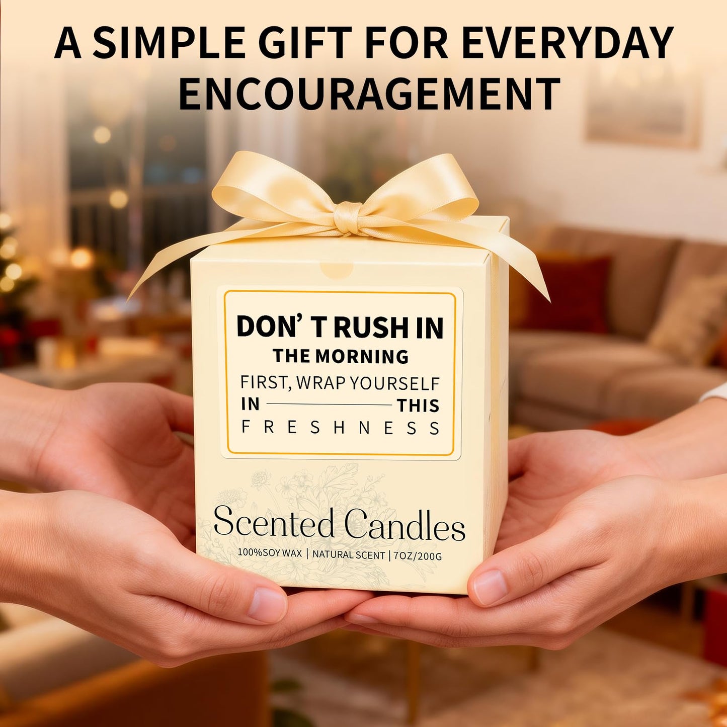 Morning Orange Scented Candle - Don't Rush on Morning - Fresh Morning Candles for Women Men, 7oz Soy Candles for Home Scented - Energy Aromatherapy Candle for Relaxation Mothers Day Gifts for Mom