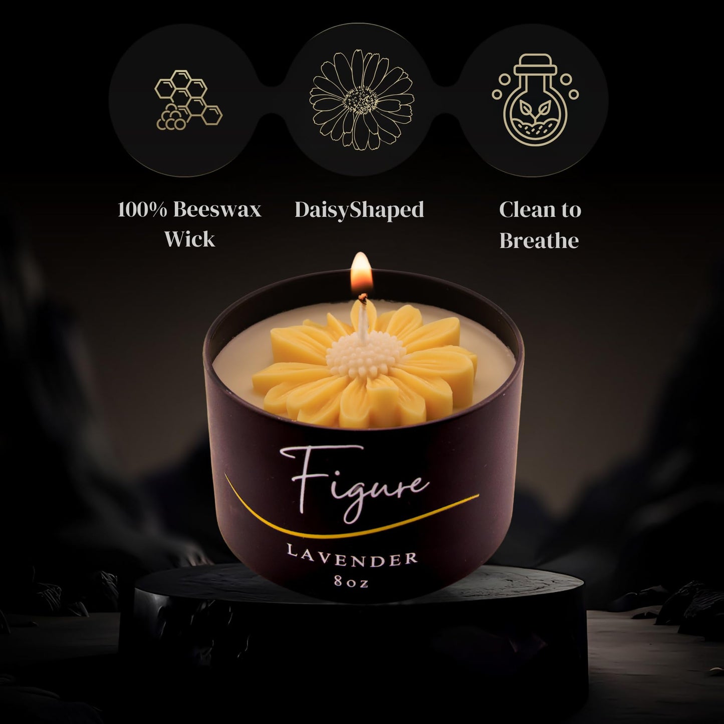 Yellow Daisy Scented Candle – Lavender Aromatherapy | Hand-Poured in USA | All Natural for Women & Men | Organic Soy & Beeswax Blend | 100% Beeswax Wick | Gift-Ready Candle for Relaxation