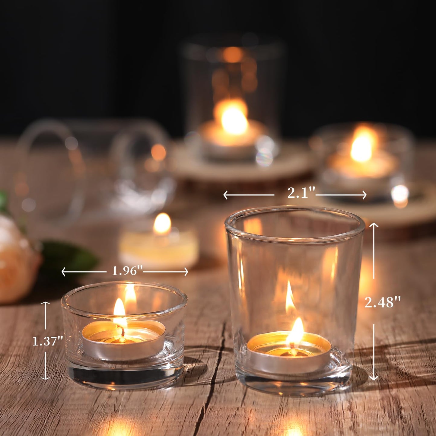 NITIME 12 Pcs Assorted Votive Candle Holders, Clear Glass Candle Holder for Floating Candles, Tealight Candle Holder for Table Centerpiece, Wedding and Party Decor