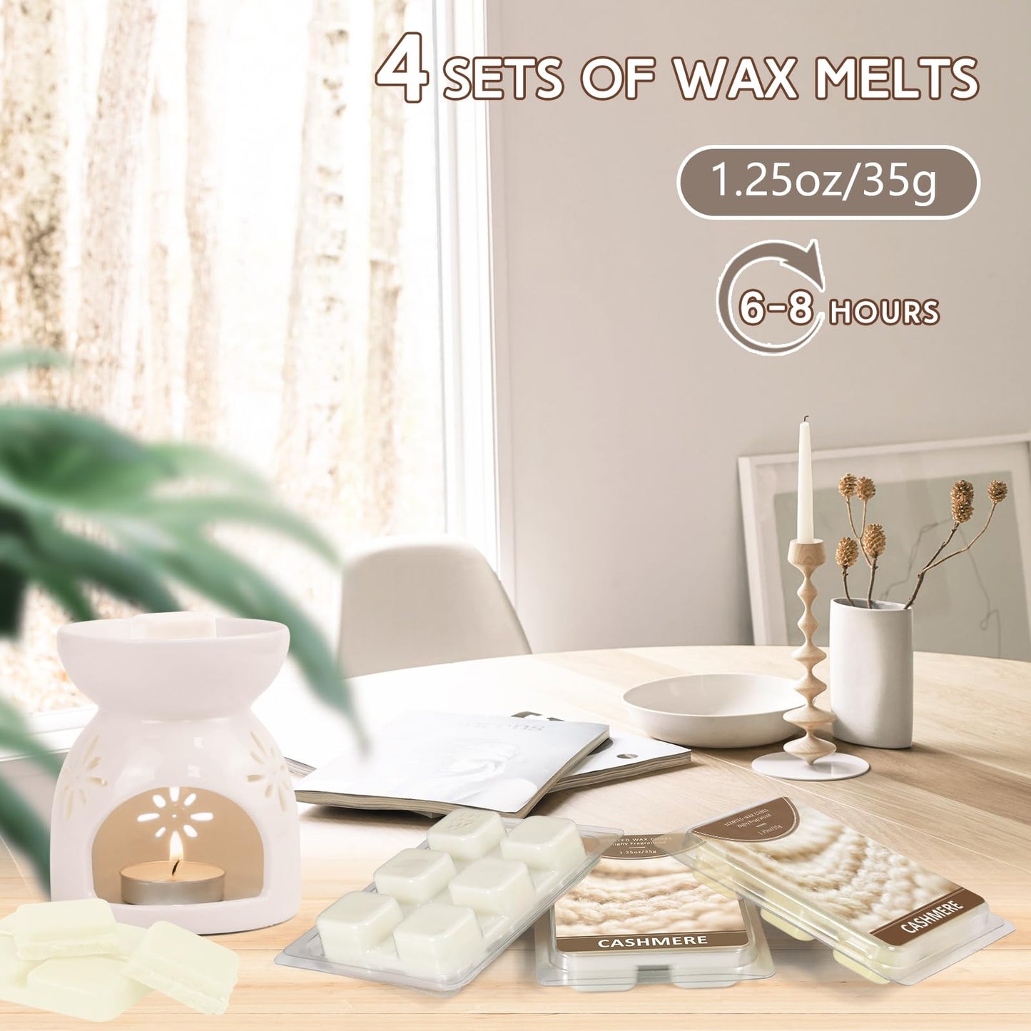 SCENTORINI Wax Melts, Cashmere Scent Wax Cubes 4 Pack, Summer Scent Soy Wax for Wax Warmer, Candle Making, Christmas Decoration and Home Fragrance