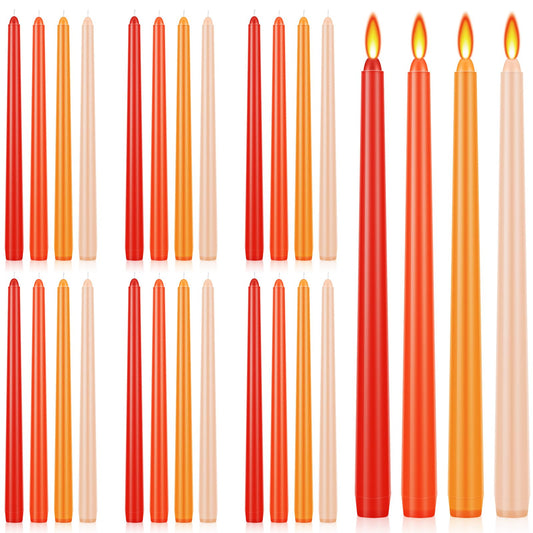 Treela 24 Pcs Orange Gradient Color Taper Candles 12 Inch Scented Smokeless Candle Sticks Long Tall Burning Candlesticks for Valentine Dating Hanukkah Home Decor Advent Christmas