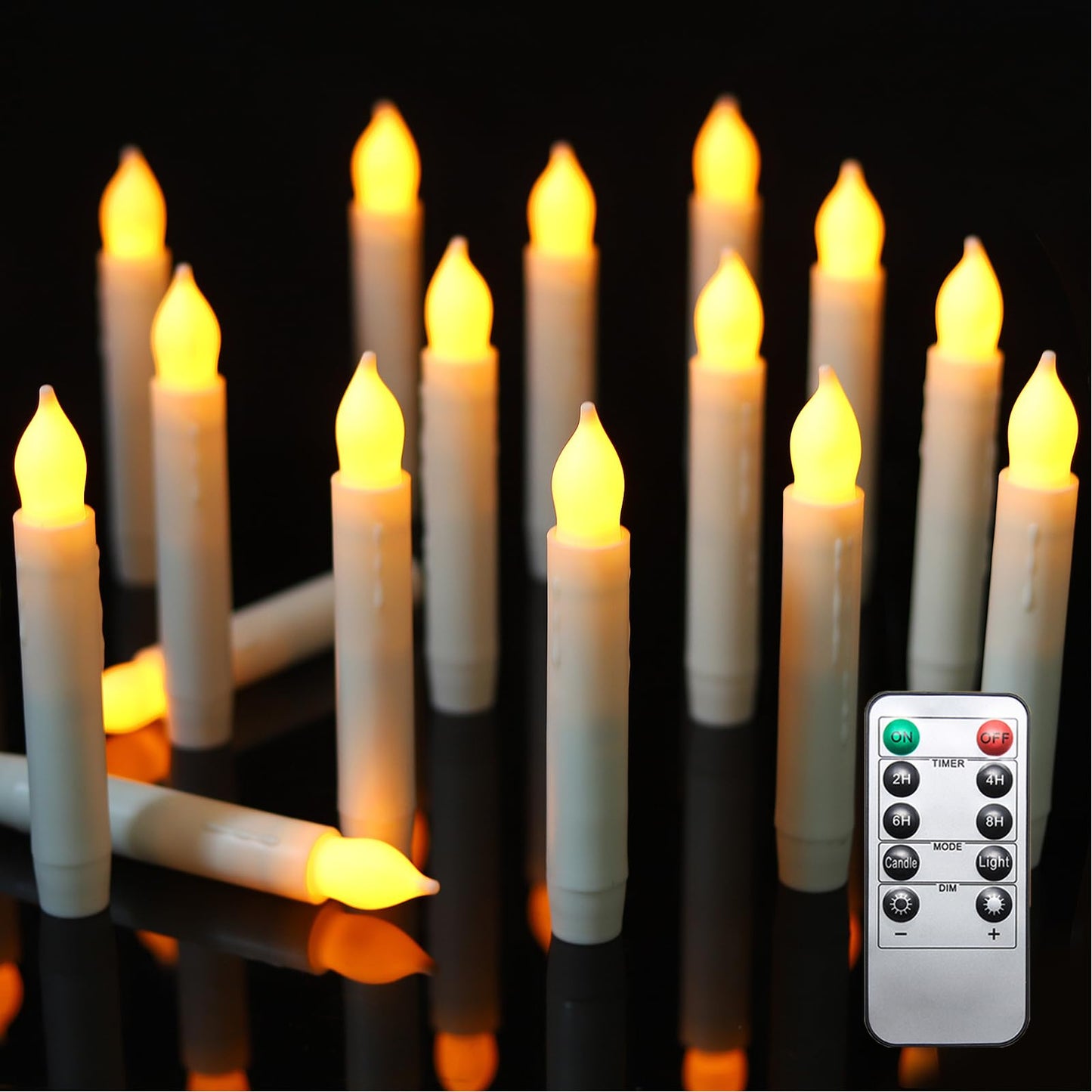 MUMCHASI Flameless Candles with Remote, Battery Operated Candlesticks, Led Taper Candles with Timer, Flickering Electric Candleslights for Home Party Christmas Decor H: 6 inches 12 Packs