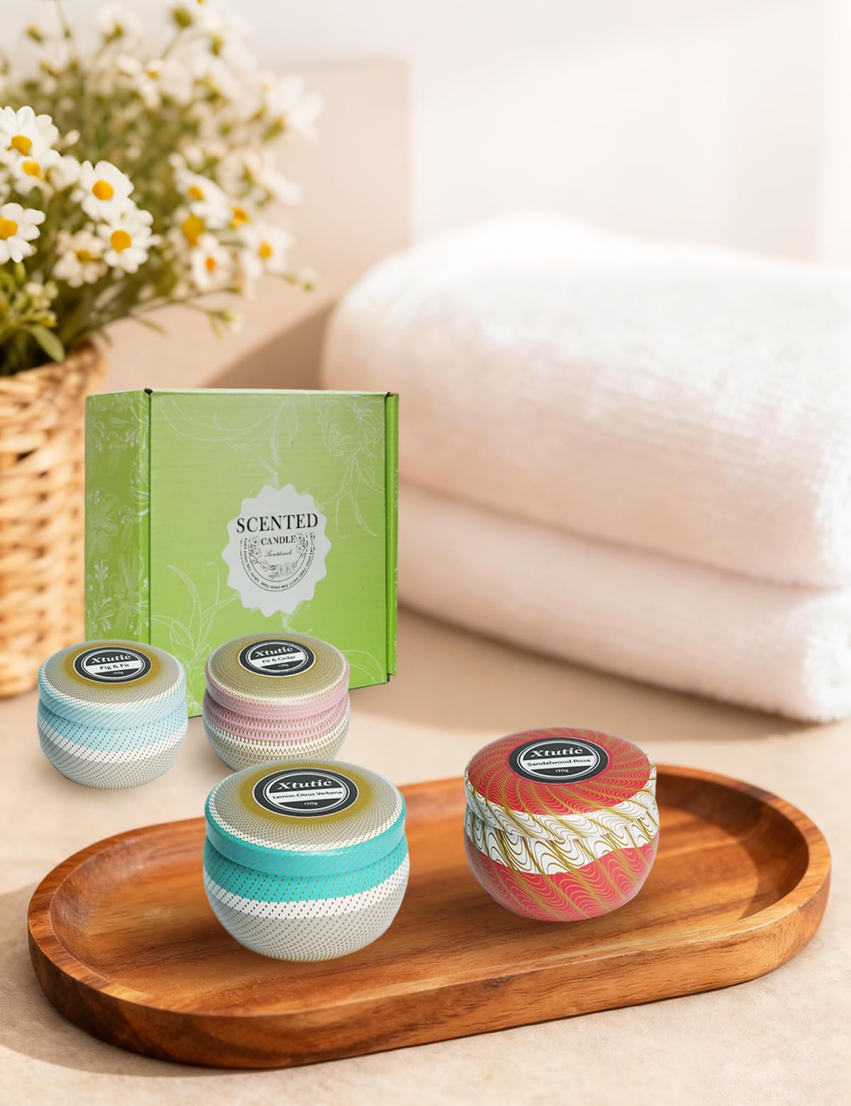 Xtutic Candle Set 4 Pack Candles- Scented Candles Gift Set for Home, Long-Lasting Ambiance for Living Room & Bedroom, Small Candles Aromatherapy Gifts for Women