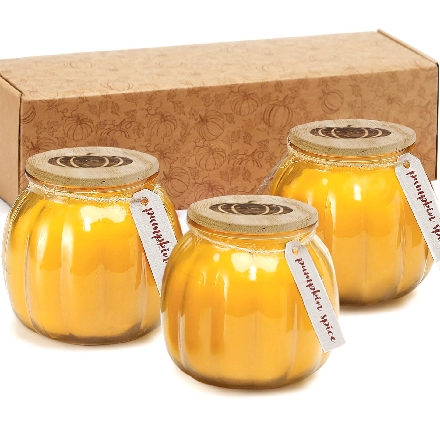 Fall Candles,3Pcs Pumpkin Shaped Candles, Fall Scented Candle,Pumpkin Spice Scented Candle Set of 3,Thanksgiving Gifts for Women,3 x 5oz