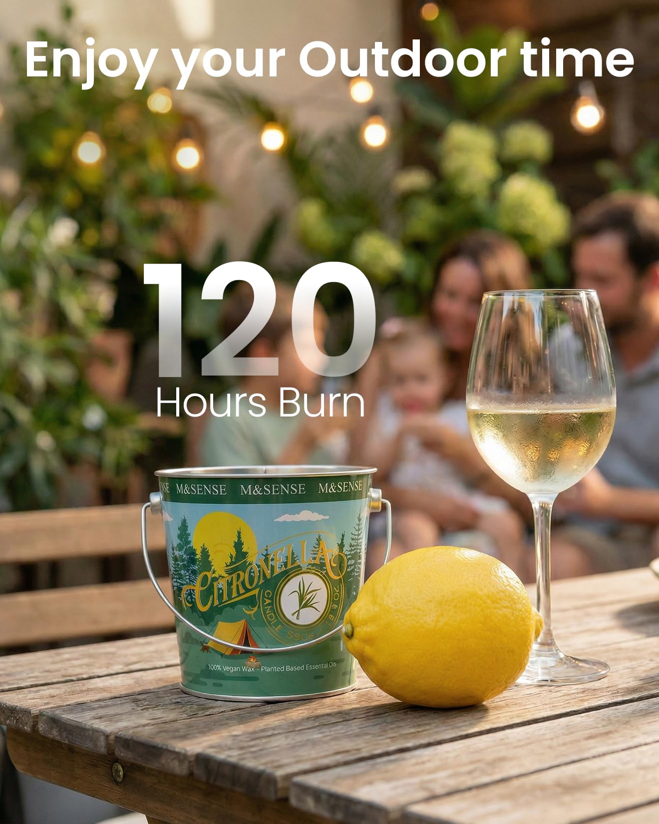 M&SENSE Citronella Candles Outdoor, Citronella Eucalyptus Scented Candle 19.4 oz,Eucalyptus Lemongrass Candle Outdoor,Lemongrass Summer Citronella Candles for Patio Camping, 120 Hours Burn