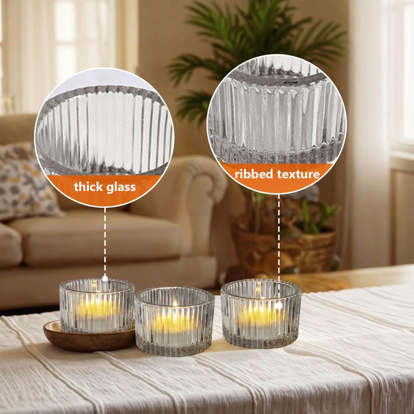 JOYIT Black Votive Candle Holders Bulk Set of 12, Tealight Candle Holder for Wedding Table Centerpiece, Glass Small Candle Holders for Birthday Party, Valentine's Day, Home Decor (2''X 1.4'')