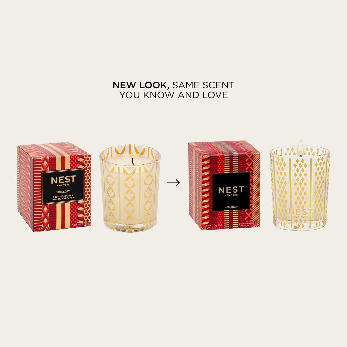 NEST New York Scented Votive Christmas Candle, Holiday - 2 oz - Up to 28-Hour Burn Time - Reusable Glass Vessel