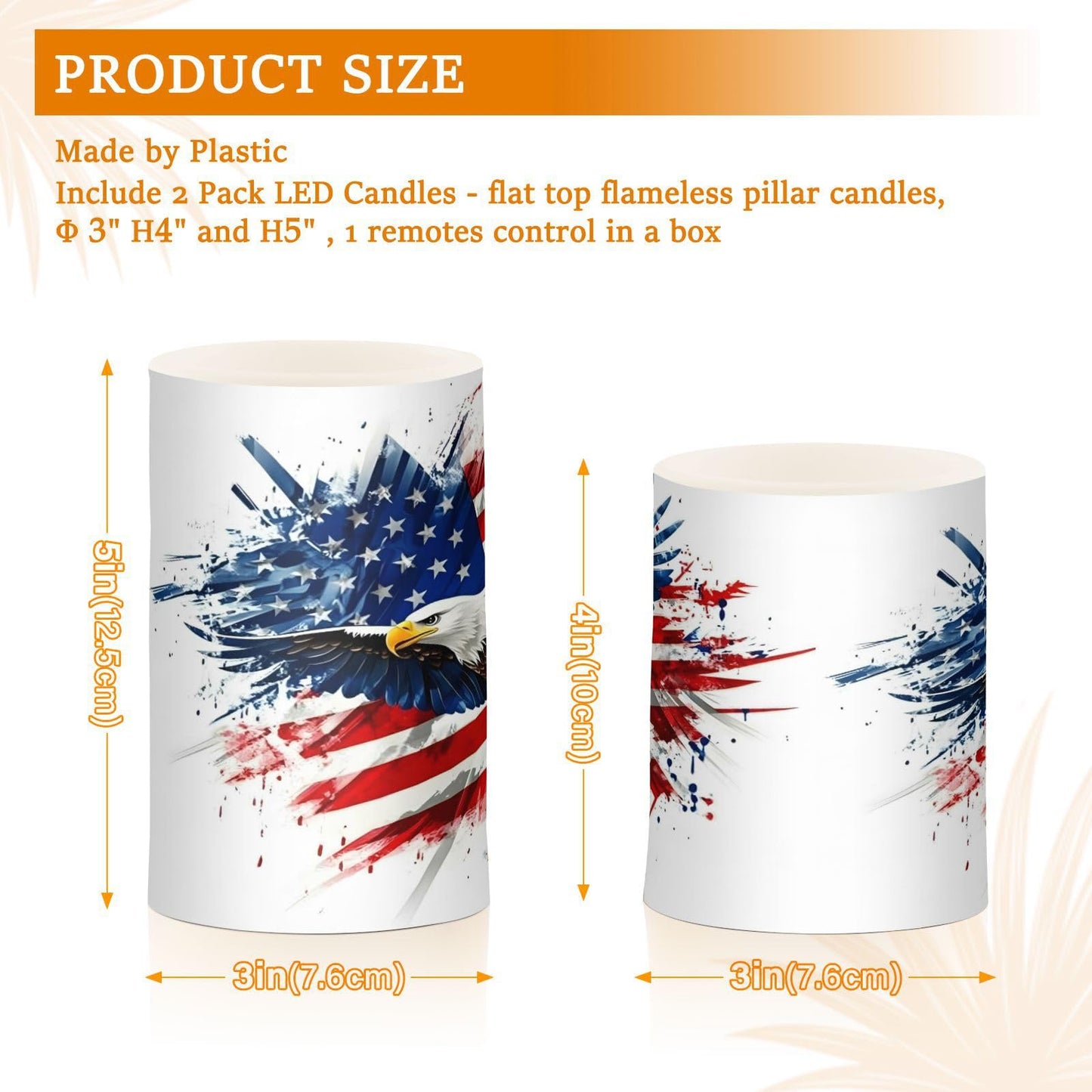 ALAZA Hawk Flying and Patriotic American Flag Flickering Flameless Candles Battery Operated with Remote Timer,Tea Light Candles LED Pillar Votive Candles Set of 2 for Outdoor Indoor Decorations