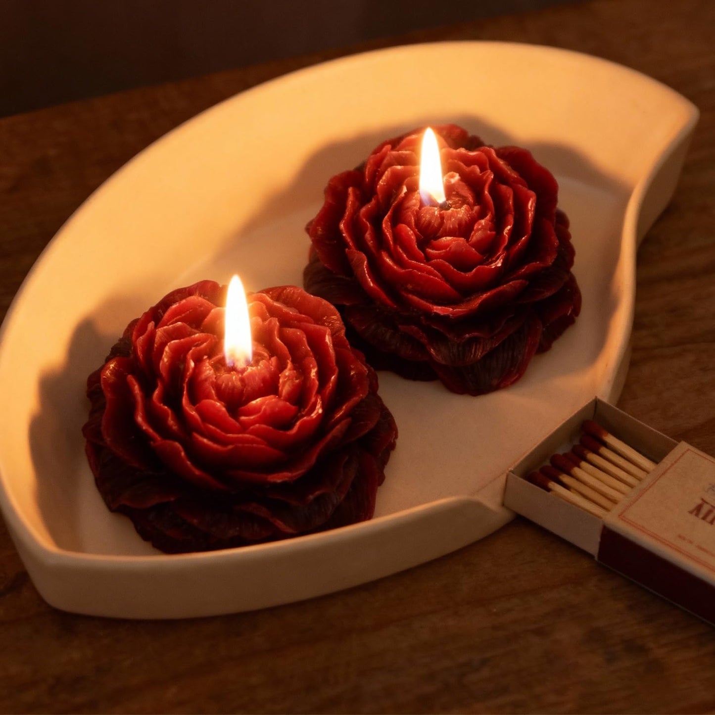 4 Packs Red Low Temperature Tea Lights Candle, Wax Play Red Rose Shaped Candle for Weddings and Valentine's Day, Engagement Proposals, Candlelit Dinners Decor